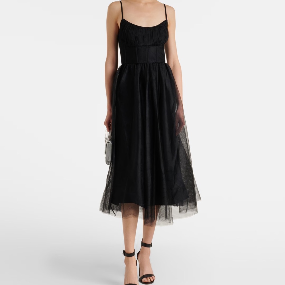 Zimmermann Black Tulle Corset Midi Dress – Worn 1x